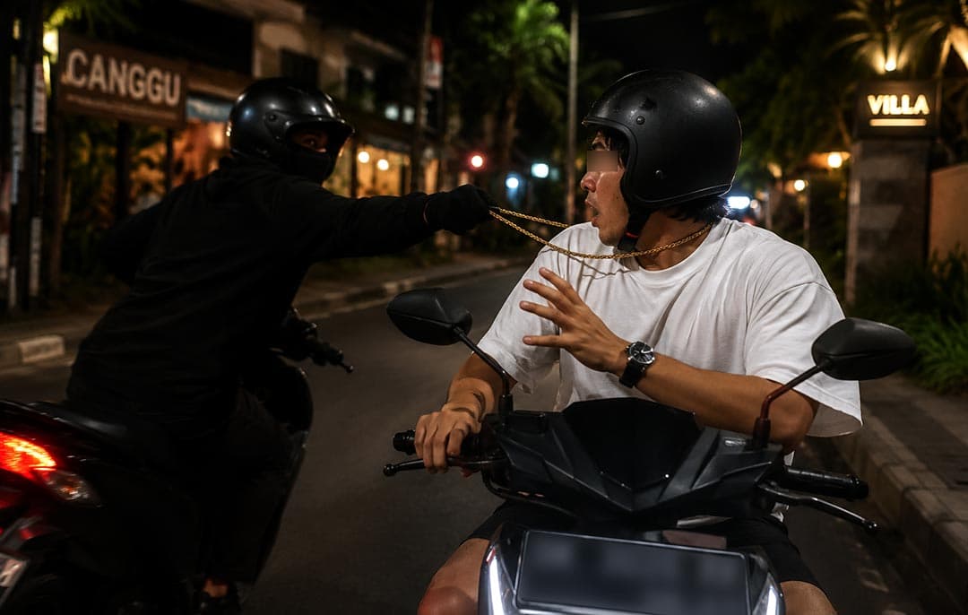 Tourist Robbed of Gold Chain in Canggu Motorcycle Theft